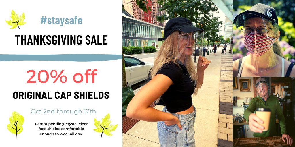 thecapshield's tweet photo. Now is the perfect time to try out a Cap Shield. Our Original Cap Shields are 20% off October 2 through 12th. Try a comfortable face shield as an extra layer of protection. #thecapshield #capshield #canadianfaceshields #canadianppe #ppe #covid19safety #covid19ppe #covid19prepared https://t.co/xEQpVvjSJg