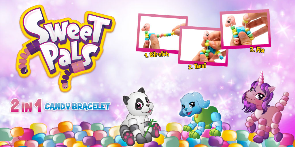 Kidzworldsl's tweet photo. #KidzWorldSL 2 in 1 CANDY BRACELET! 🍬 
Sweet Pals are four different animals for you to collect! 🐶🐼🦁🦄 Each bracelet transforms into a different animal shape, made out of different dextrose pieces 💍
What are you waiting to try them? 🤤 #JustKidzJustFun https://t.co/K0PEtEw85q