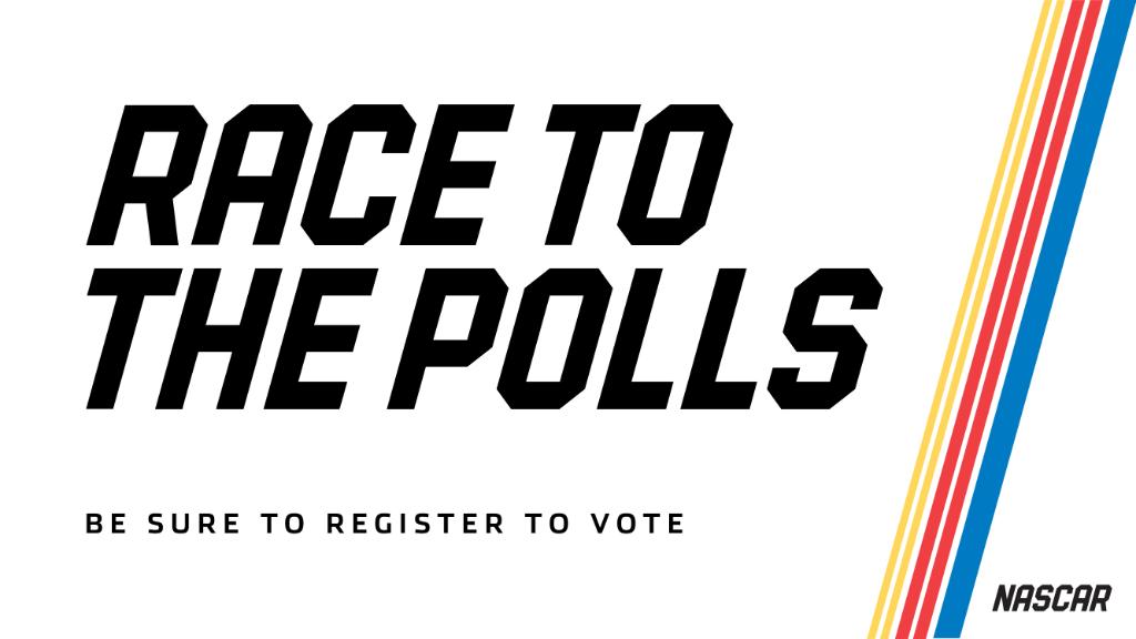 NASCAR's tweet photo. Voter registration deadlines are approaching!

Learn more about voting in your area and make sure you're registered at https://t.co/OvzWFCnkoj. https://t.co/bt4nerEwfi