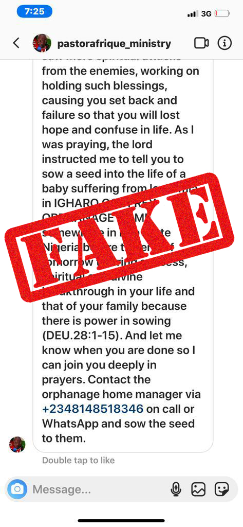 psafrique's tweet photo. DISCLAIMER
My attention has been drawn to a Pastor Afrique page on Instagram where the person/persons behind this page are soliciting for funds in my name. Kindly ignore and report the page as I have no association whatsoever with that page. Thank You. https://t.co/HCK7gMUQus