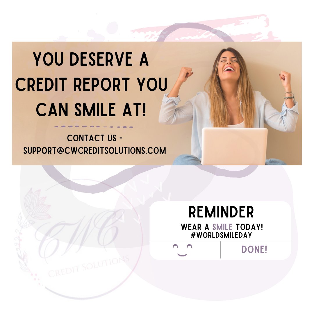 CwcCredit's tweet image. Watching those negatives get deleted and scores increasing puts smiles on our faces! 🤩🤩

If you&apos;re not smiling when you check your credit report, let&apos;s talk! 📞 

🗓 Contact us to schedule your FREE consultation! 🗓

#WorldSmileDay