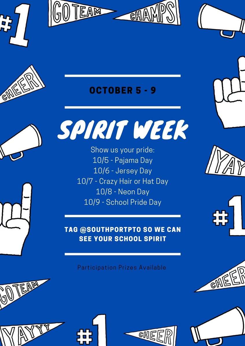 SouthportPTO's tweet photo. @SouthportDucks @WUSDK12 SPIRIT WEEK!! https://t.co/Nk6xhnBLwa
