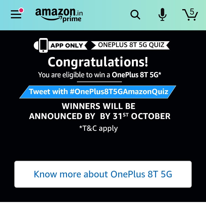 grvndrsingh's tweet image. #OnePlus8T5GAmazonQuiz  
I love the specs of all smartphones of #oneplusworld As #OnePlus8T5G made me a great joy about its specs warpcharge 120hz Amoled display eagerly waiting to launch this &amp;amp; plz if possible I want to win.

@amazonIN @OnePlus_IN