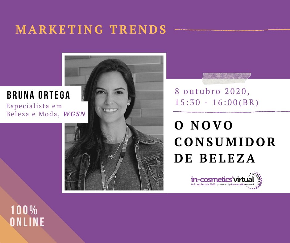 ⏱️Já se credenciou para nosso evento virtual? Tenha acesso ao conteúdo exclusivo como a palestra da <a href="/wgsn/">WGSN</a> @wgsnbrasil sobre o “NOVO CONSUMIDOR DE BELEZA”.

A sessão será no dia 08 às 15h30. Inscreva-se para o evento e acesse programação completa ➡️ bit.ly/3cDpKx6