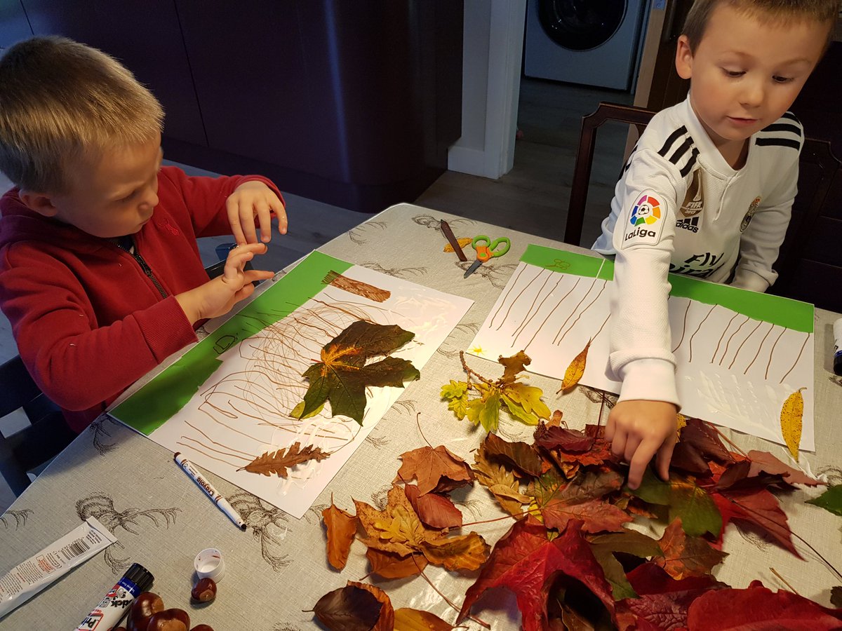caroholmes's tweet photo. @MWISClass1 @MWISClass5  Charlie and Harry have collected lots of leaves today on their bike ride and are making autumn pictures with all of the beautiful colours https://t.co/2azPRKmEew