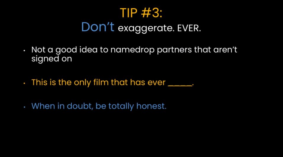 ReelSouthDocs's tweet photo. @Caitlinmae @IFThenShorts Also, here are more from @ChloeGbai on how to pitch in a 1-on-1 format. Great advice. Thank you, @IFThenShorts experts! #RD2020 https://t.co/fO3jZsg71d