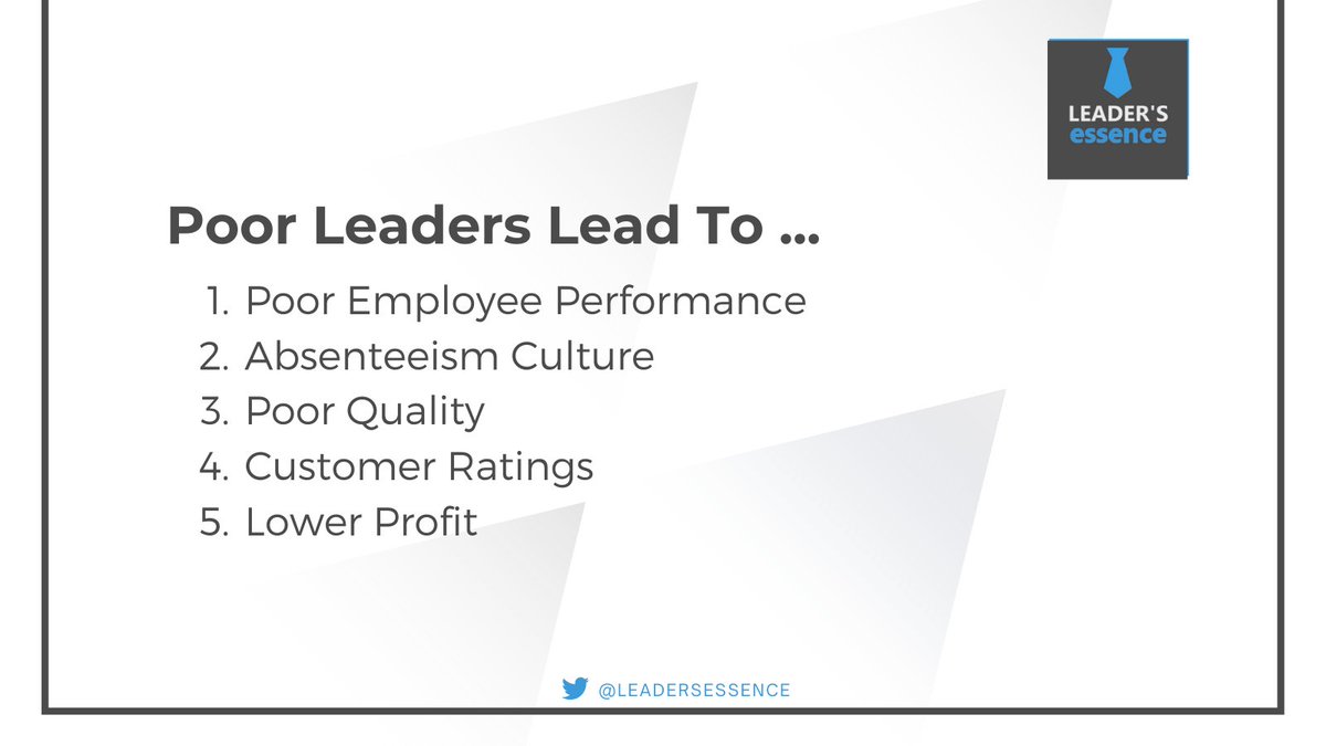 LeadersEssence's tweet photo. How To Identify Poor Leadership?
#leadership #management #performance https://t.co/LJ0XBsaDF4