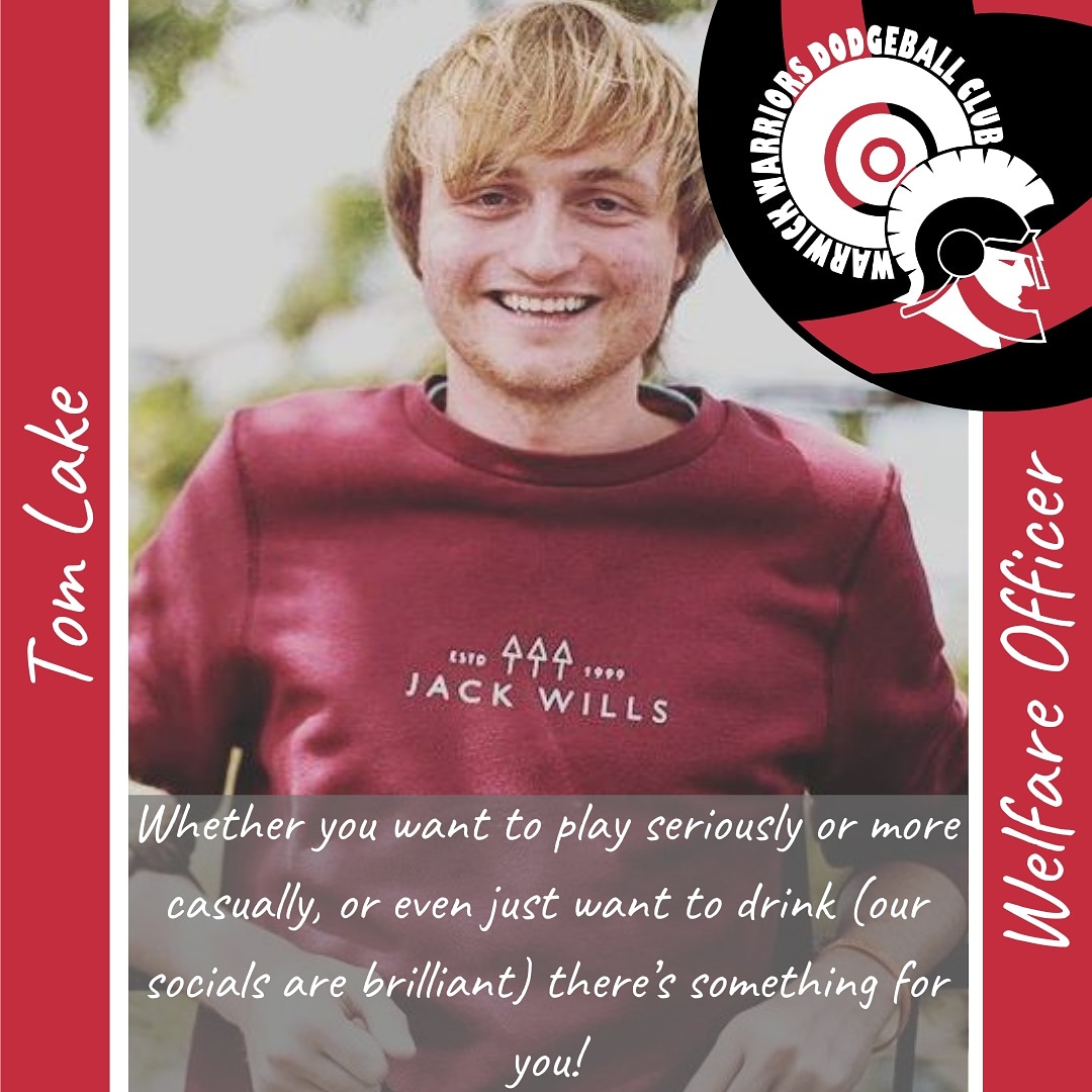 Next in our Meet the Exec series is our Welfare Officer Tom! -
"Hi everyone! I’m Tom and I’m the Welfare Officer. When I started uni, I tried out a range of sports but I stuck with dodgeball because everyone was extremely friendly and welcoming, and the sport is so fun! 😊!"