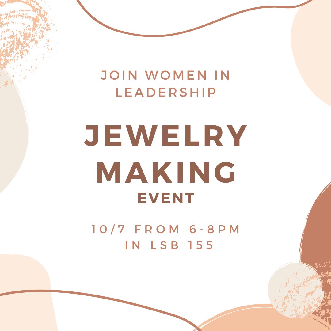 Please join Women in LEADership this Wednesday in the LSB for a fun jewelry making event! If you would like to sign up, use the google form below. We can’t wait to see you all there! 
forms.gle/eYDfc3QTvLifNs…