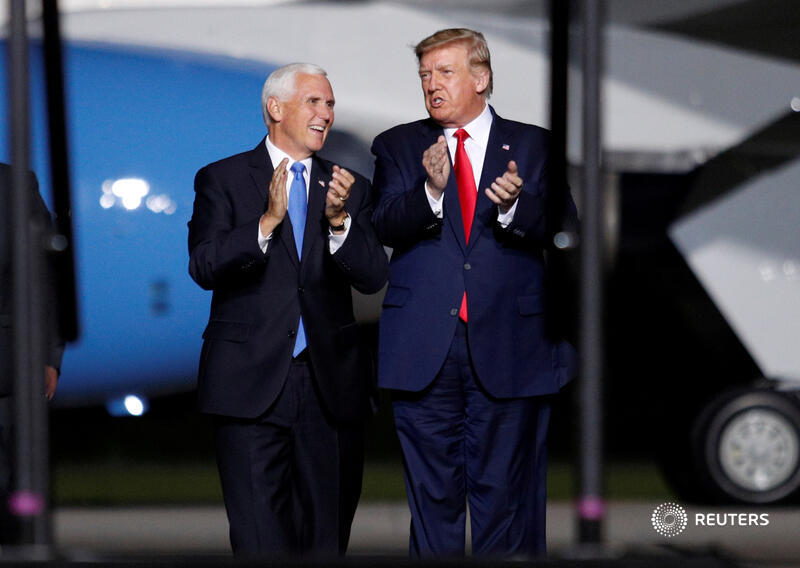September 25: Trump and Vice President Mike Pence arrive at a campaign rally in Newport News, Virginia