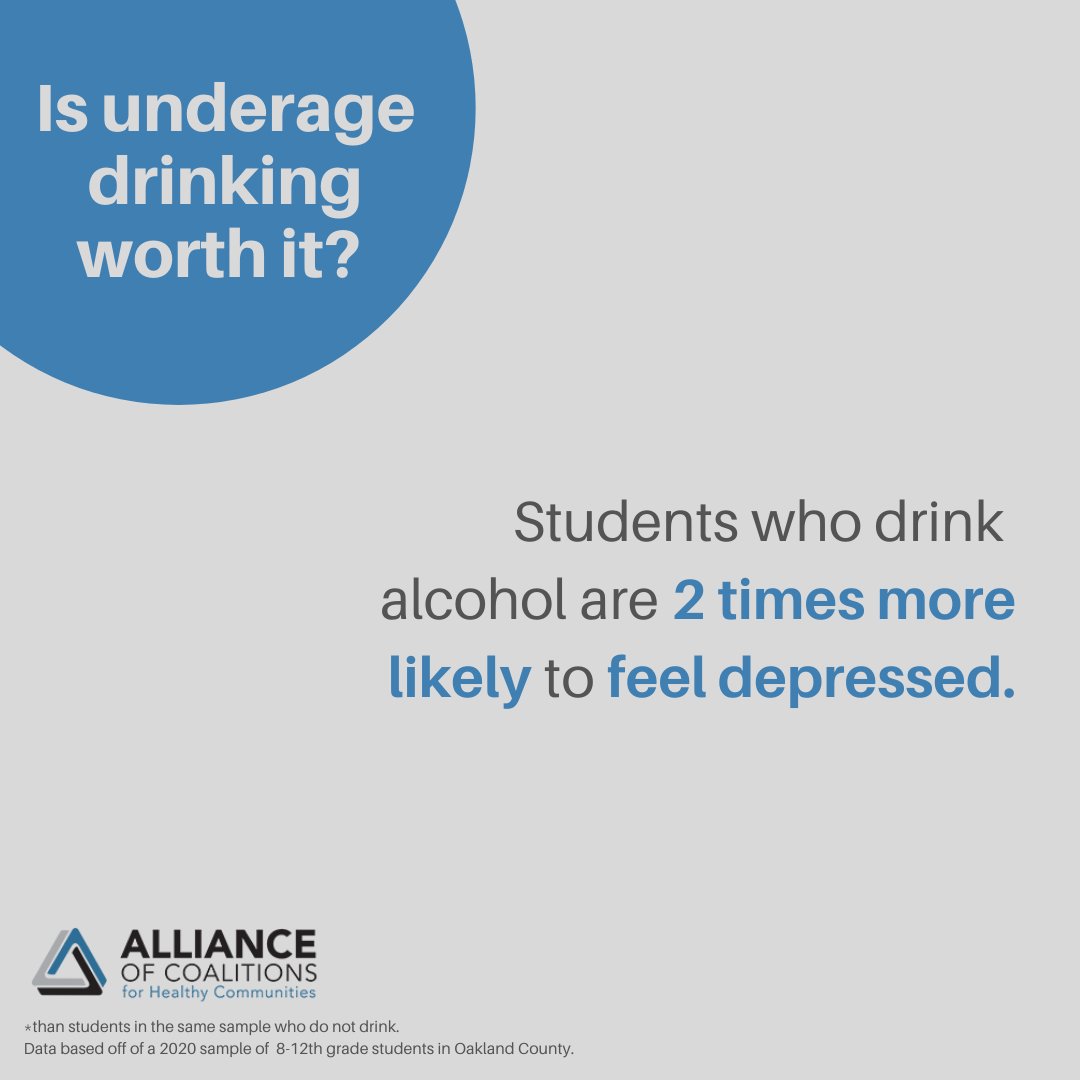 Underage drinking can pose serious risks to mental health. #talktoyourchildren #michiganalliance #prevention #effectsofalcohol #soberlife