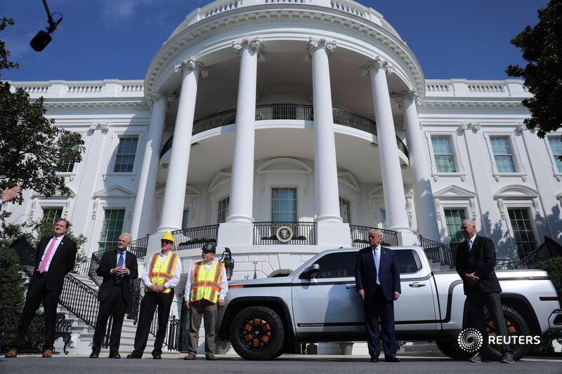 September 28: Trump inspects the Lordstown Motors 2021 electric pickup truck at the White House