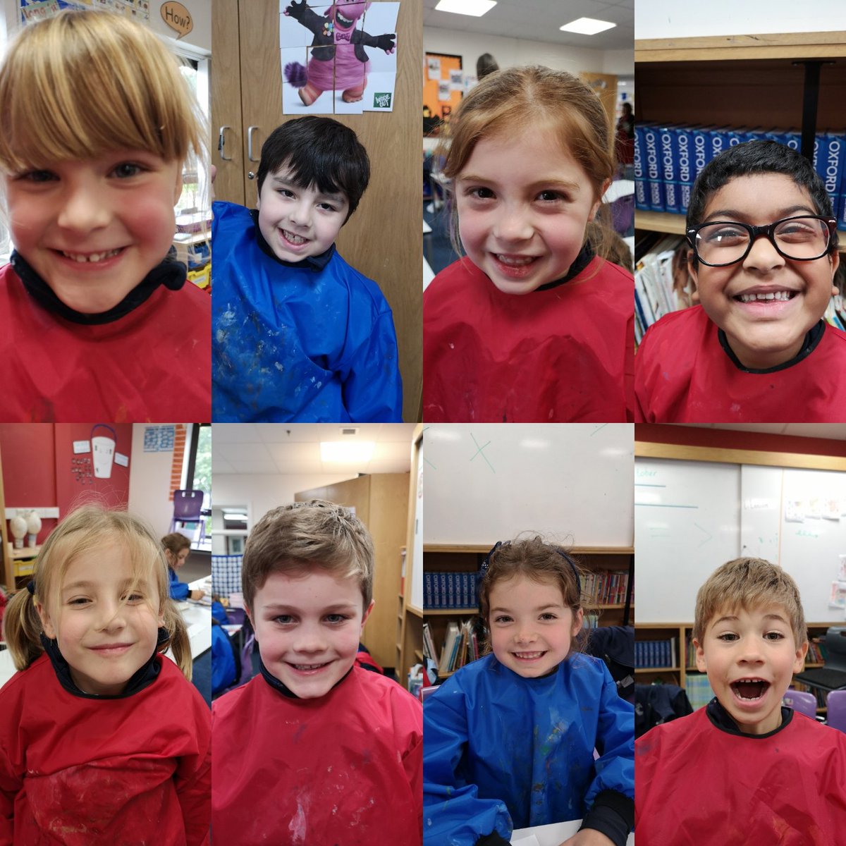 LaxtonJunior's tweet photo. It may be wet and windy outside, but our Year 2 children still had plenty to smile about during art this afternoon. #WorldSmileDay #WeAreLJS #LJSArt #LJSYearTwo https://t.co/5iVLpHpknT