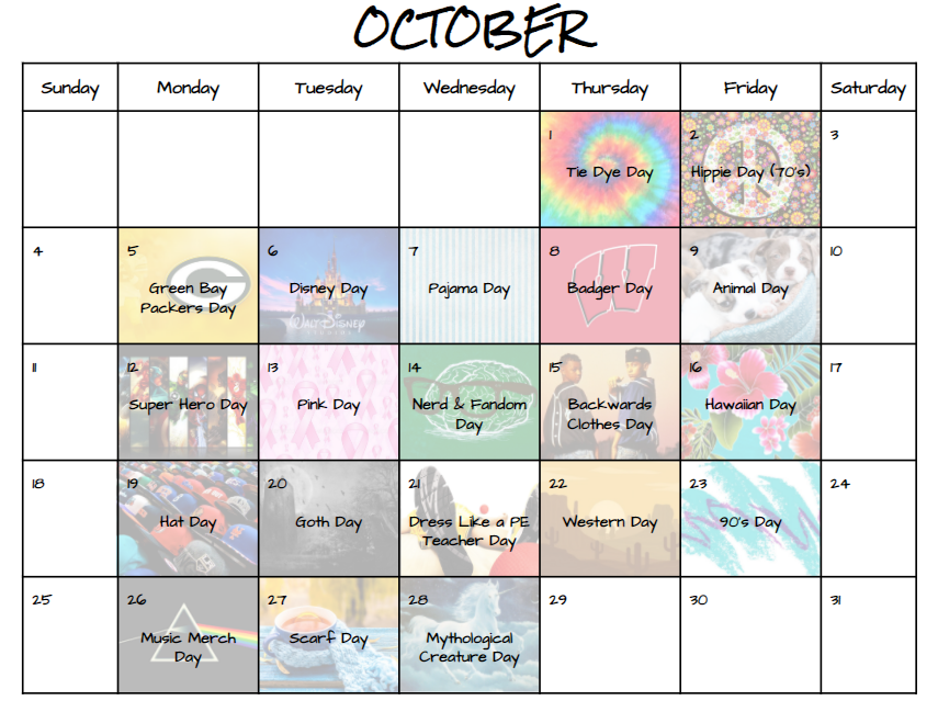 October Dress Up Days