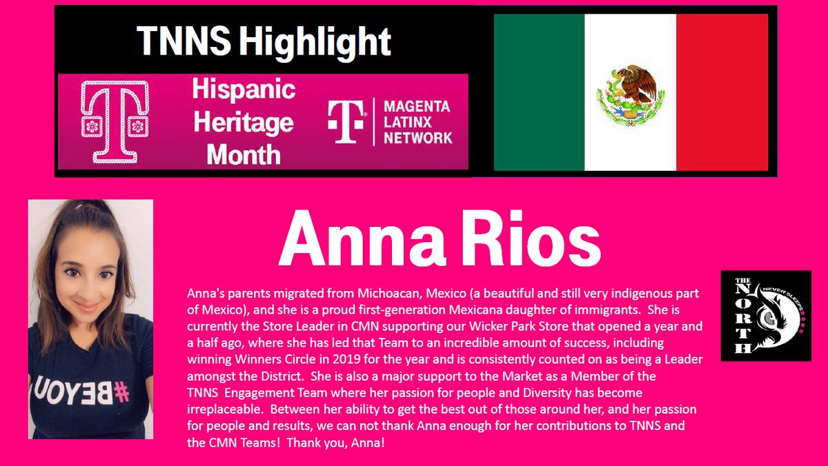 asadirfan's tweet photo. Couldn’t be happier to feature @annariosTMO today! Always #FirstAndFast in leading her team, district, and market to business success. Plus, her dedication to Diversity, Equity &amp; Inclusion is second to none! #TheNorthNeverSleeps 🦉 #HispanicHeritageMonth @richgarwood https://t.co/OB0YeGeiQg