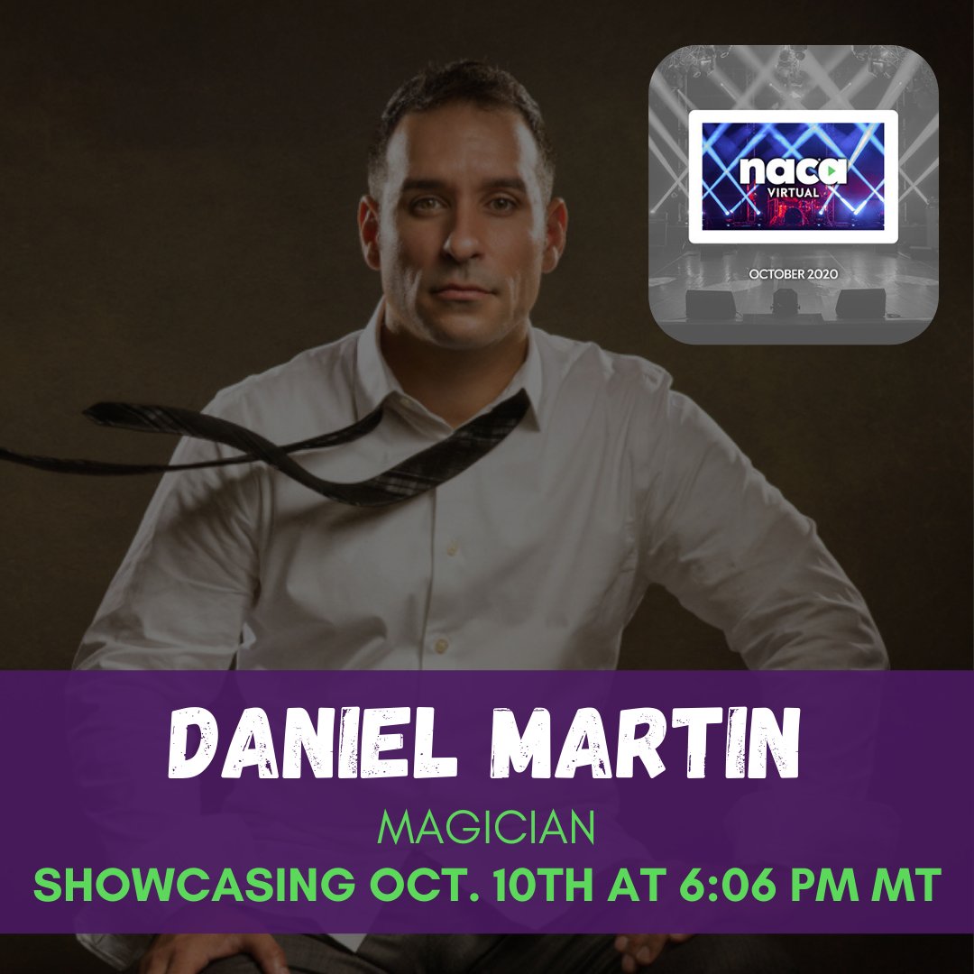 BassSchuler's tweet photo. Hey #NACAVirtual! Check out our magician, @IamDanielMartin, who will be showcasing TODAY at 6 PM MT! Be sure to stop by our virtual (Zoom) booth if you have any questions about our artists! #Magician #DanielMartin #ShowcasingArtist #BassSchulerEntertainment #BSEAgency https://t.co/pZxuTzAe1r