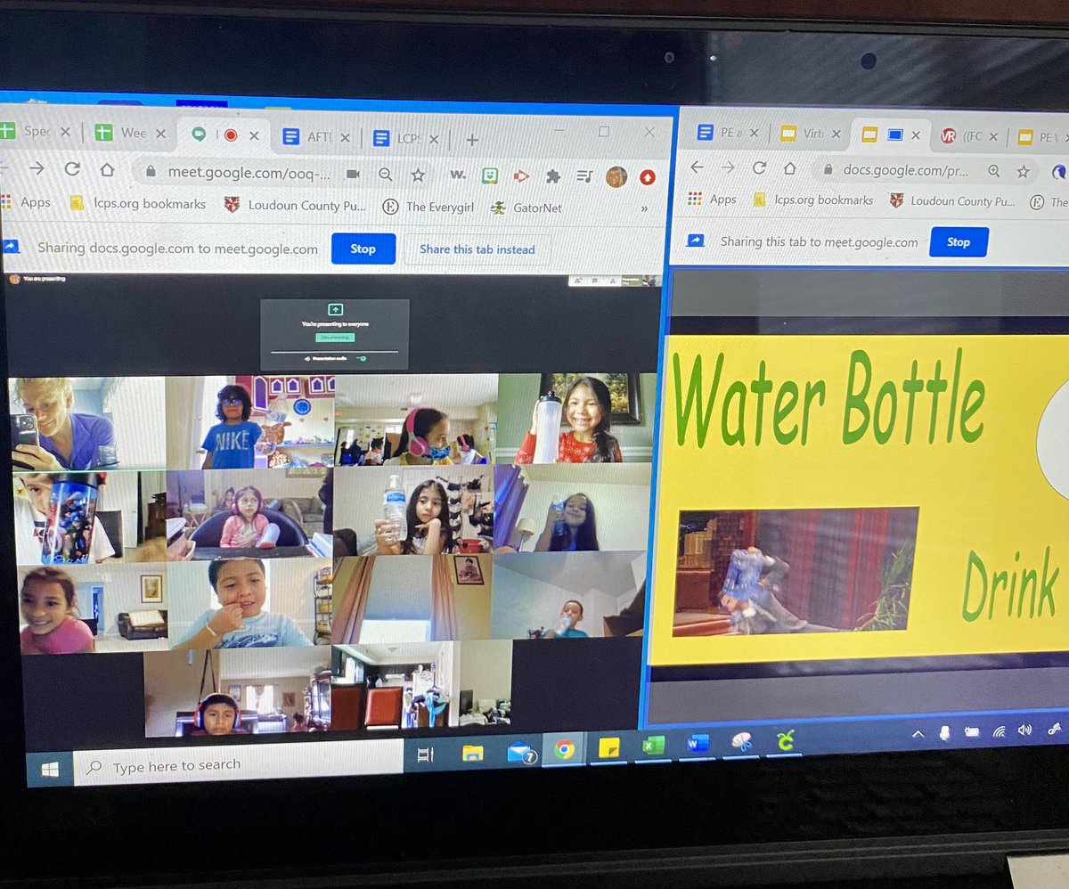 Staying hydrated with @DLong_GUI and <a href="/jeulcps/">J Eu</a> 1st graders during our fitness scavenger hunt! <a href="/GuilfordEle/">Guilford Elementary School</a> #gatorsdeserveit21 #DifferenceMakersRISE #PEatHome