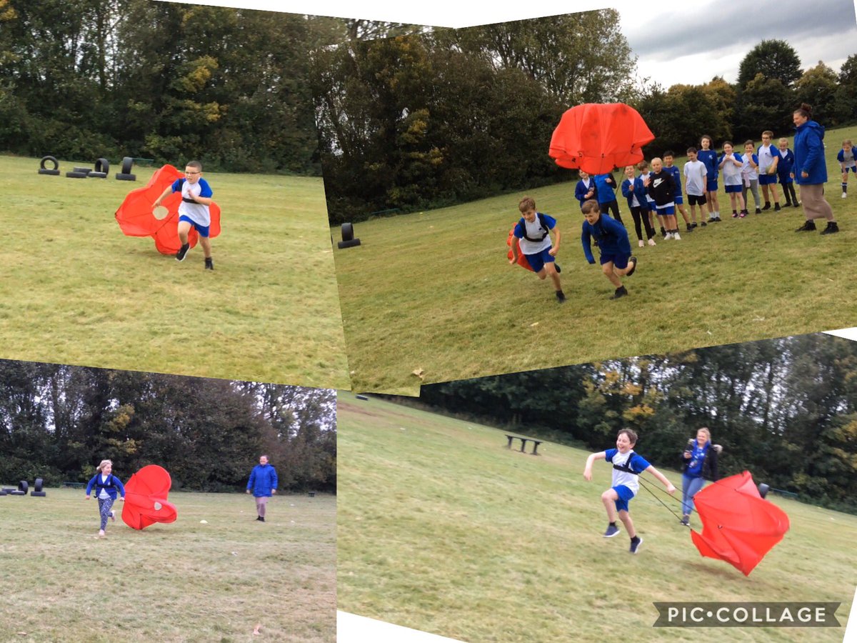 PCPUnicorns's tweet photo. Such a #funscienceexperiment today! We were feeling the effects of air resistance when running with a parachute compared to without... which one do you think we managed to run faster on? #airresistancewins https://t.co/K92PSnbxbH