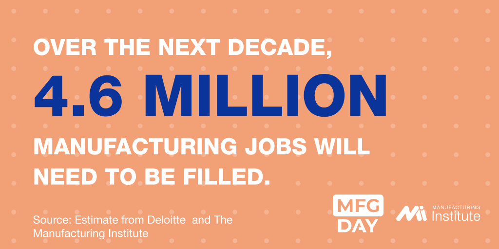 Philaworks's tweet image. Over the next decade, 4.6M manufacturing jobs will need to be filled in the US. 

@Philaworks is joining the movement to fill the #skillsgap and inspire the future workforce through the Southeastern Pennsylvania Manufacturing Alliance (SEPMA).  

#MFGDay20 bit.ly/2SlItE0