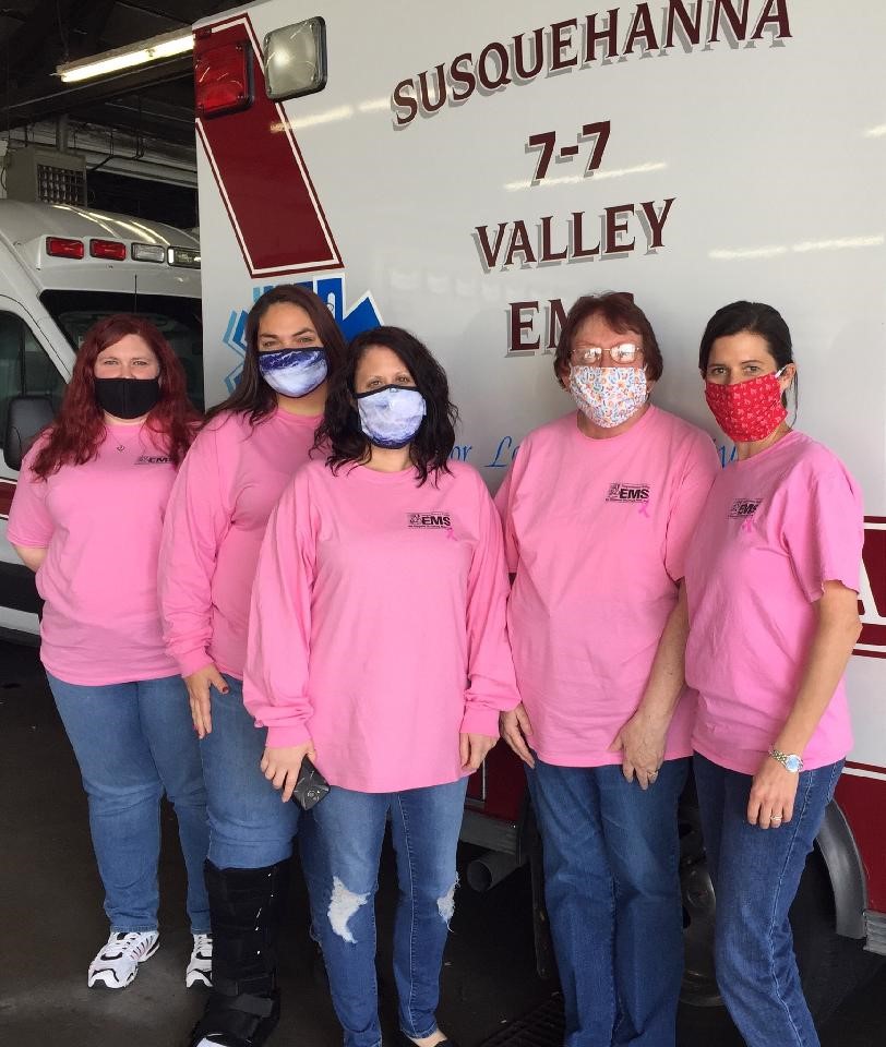 Pretty in PINK!! Members of Susquehanna Valley EMS administrative and billing departments proudly wear their pink t-shirts in honor of Breast Cancer Awareness month. You can order yours by going to svems.org/breast-cancer-…