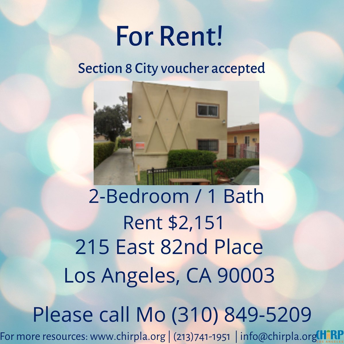 ChirpLosAngeles's tweet photo. 🚨Apartment For Rent!!
Accepts Section 8, City voucher!
Call Mo at (310)849-5209
#HousingFirst #CityofLosAngeles #HCIDLA #resources #chirplosangeles https://t.co/hAheqTrKbc