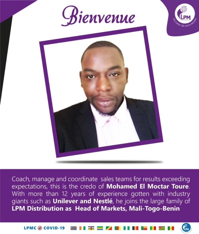 LpmConsulting_'s tweet photo. LPM Consulting Group est ravi d'accueillir Mohamed El MOCTAR TOURE au sein de son équipe en qualité de Chef de marché du Mali-Togo-Benin.
LPM Consulting Group is happy to welcome Mohamed El MOCTAR TOURE within its team, as Head of Markets of MALI- TOGO - BENIN
#LPMCG #Work https://t.co/tgJzCqVgD1