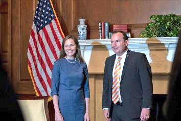 Amy Coney Barrett queen of the Republican superspreader events with Senator Mike Lee who is now positive