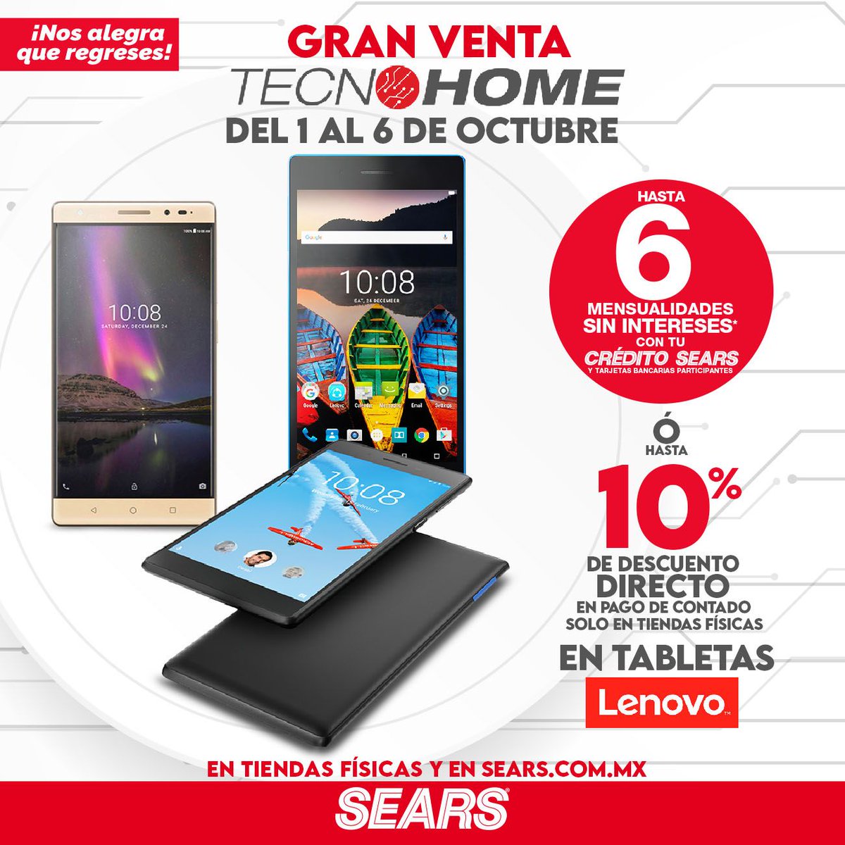 searsmexico's tweet photo. Aprovecha nuestra Gran Venta #TecnoHome y llévate una tablet #Lenovo. Da clic aquí 👉✨https://t.co/cj7VBh4wHj

Válido del 1 al 6 de octubre del 2020.
Consulta bases de esta promoción aquí: https://t.co/Z83iGBZ9Hh https://t.co/iR5ShmEG4Y