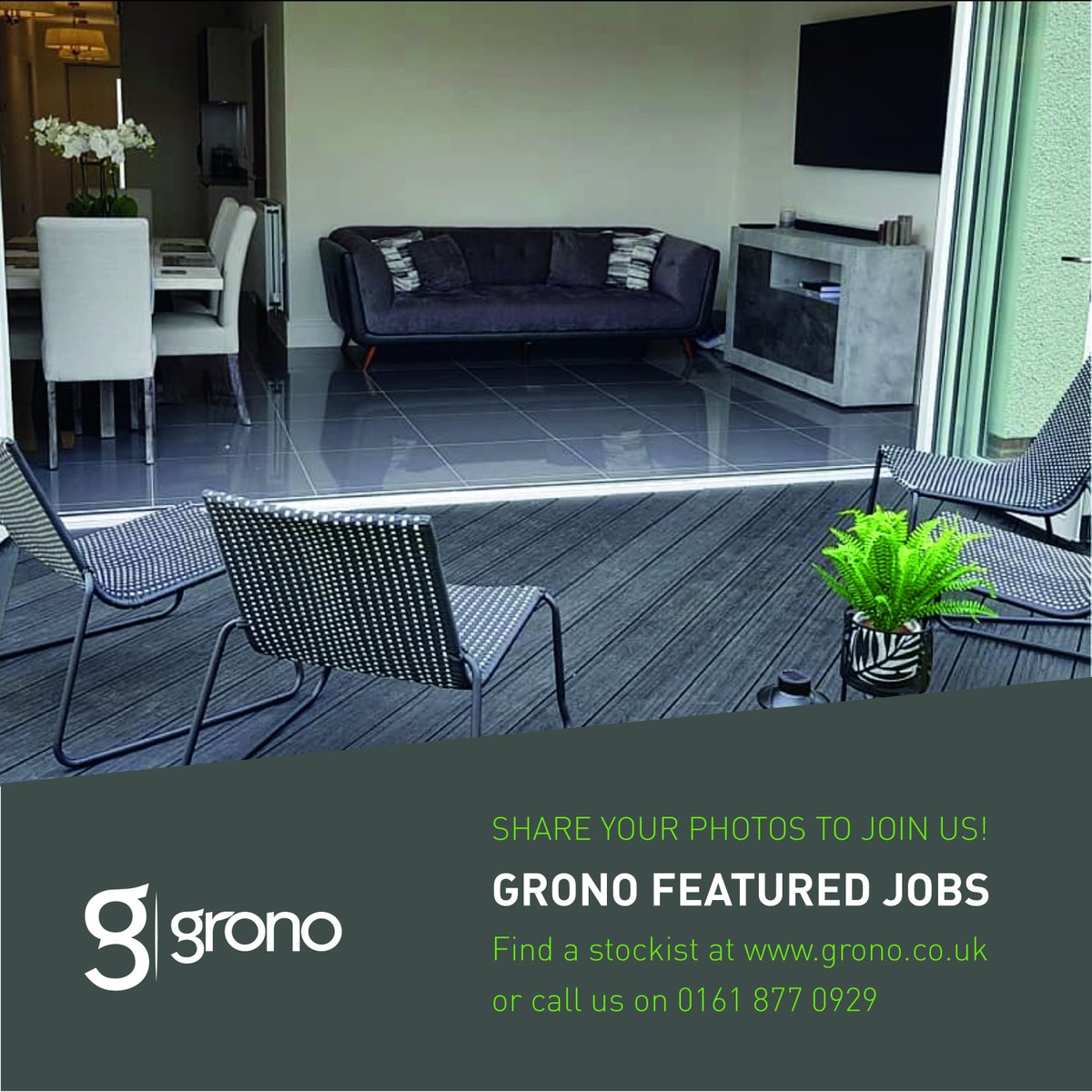 Our Final Feature Friday of the day!: Letting the outside in with their colour matched Gronodec and furniture! Thank you @avantwestbury for choosing Grono!