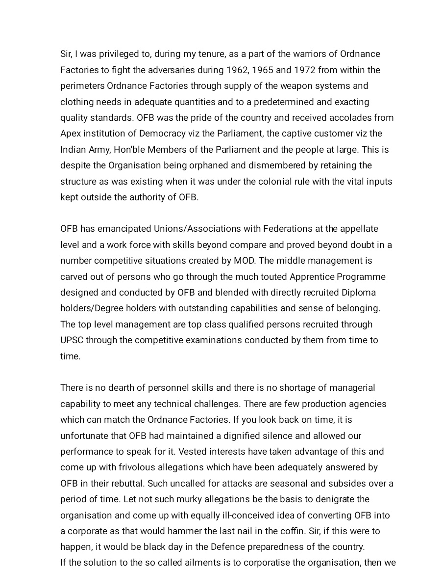 AidefOeua's tweet photo. Response From Retired DGOF OFB Against Corporatization of Ordnance Factories
Thanks Sir https://t.co/6aojB2Ve9H