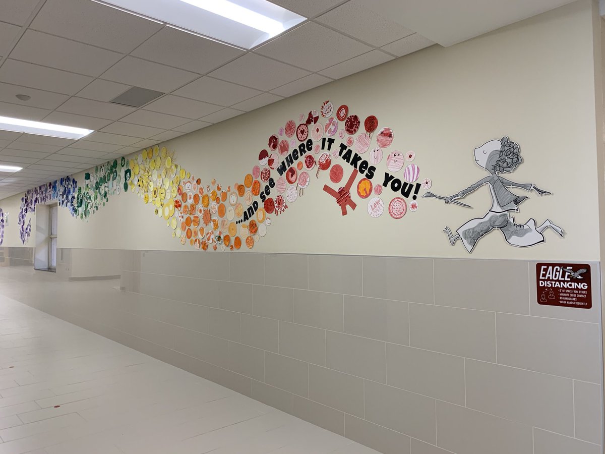 Just make a mark... and see where it takes you! We celebrated Dot Day on Sept. 15ish and every student in our building made a dot in their house color for our collaborate art piece! ⁦@peterhreynolds⁩