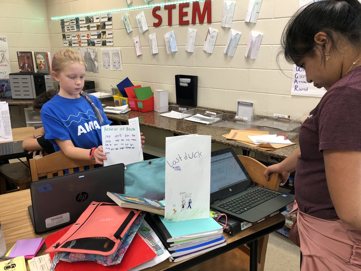Judy_Cauthen's tweet photo. Task 4 Author’s Gallery Walk! Enjoying the stories from our classmates! @DianaGodfrey17 @ClarkCreekSTEM https://t.co/46mdTviQ0M