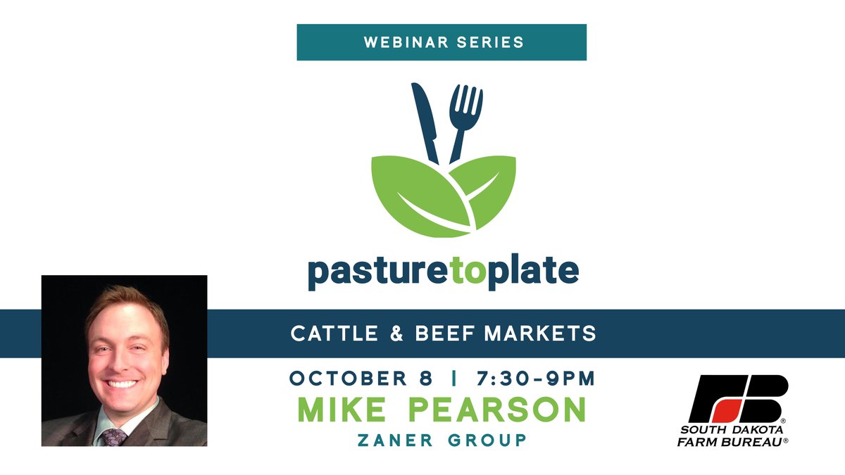SDFarmBureau's tweet photo. Join us for next Pasture to Plate webinar with Mike Pearson - register at https://t.co/TdCkytE9vz! https://t.co/7G5DZzjc2t