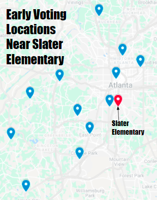 Freedom4th's tweet image. Did you know you can early vote at the East Point Library? -AH; There’s lots of places you can go to vote! -DG; My family will vote bc it's close to my house. -AP #voteready #StudentVoicesMatter #ChooseSlater #ChoosePBSA iwillvote.com vote.org @SlaterPBSA