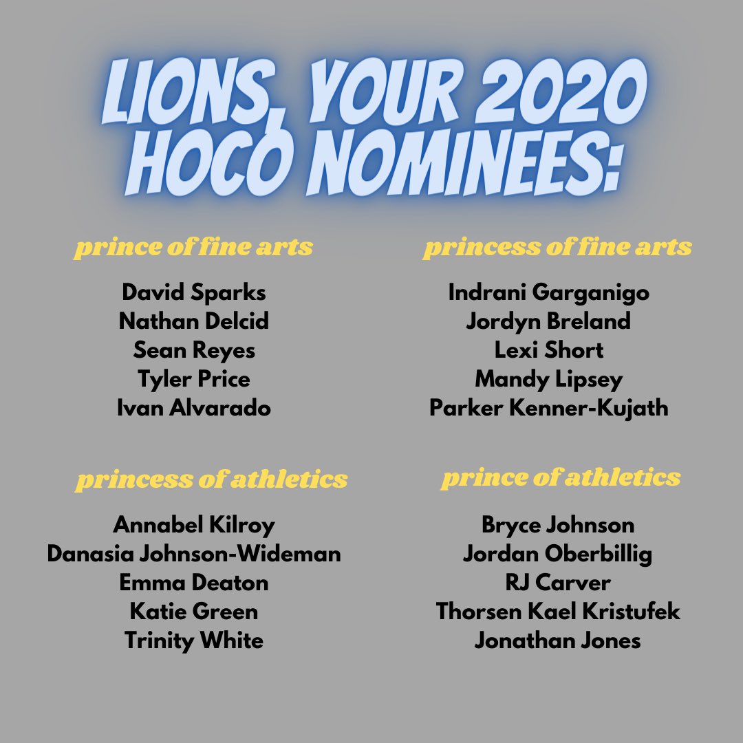 mactownstuco's tweet photo. Your 2020 Homecoming Court nominees! https://t.co/Ct4N5hsE49