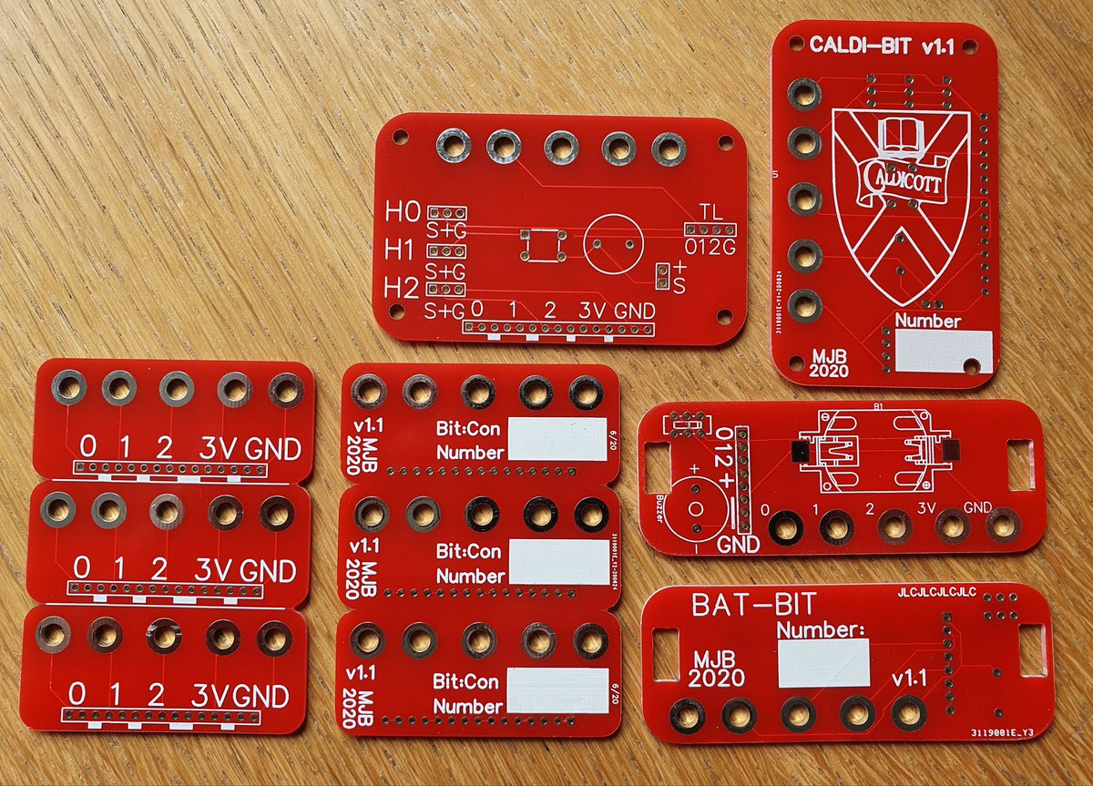 ComputingStem's tweet image. Latest versions of our self-designed Caldi-Bit, Bit-Con and Bat-Bit to use with our @microbit_edu. Great experience and fun designing with ease of kids learning in mind