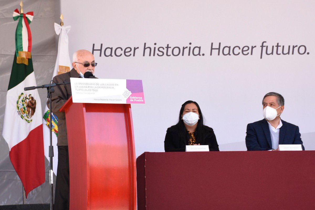 DavidMendezPue's tweet photo. Hoy asistí al evento en conmemoración del 52 aniversario de los caídos en la lucha por la democracia,  #Tlatelolco 1968, presidida por el Gobernador @MBarbosaMX. https://t.co/1pEGWVrVI5