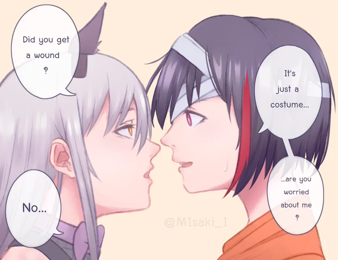 Yukina wondering about Ran's bandage... 