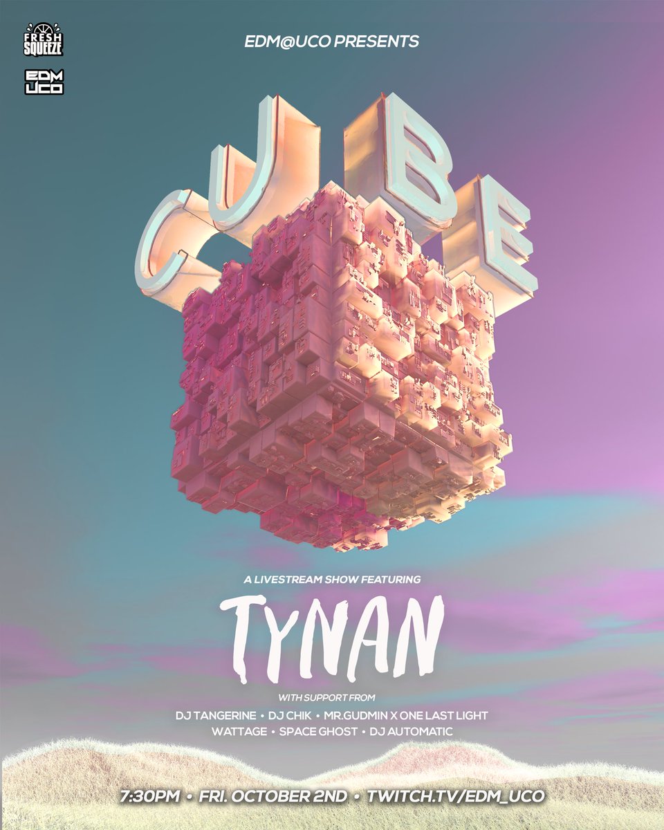 Tonight’s one of my last shows with <a href="/EDM_UCO/">EDMUCO</a> and we’re absolutely doing it BIG

<a href="/tynanofficial/">TYNAN</a> is headlining on the incredible CUBE stage and I can’t stress just how fun this stream is going to be. 

Tune in tonight, and type F in the chat to pay your respects for the CDJs