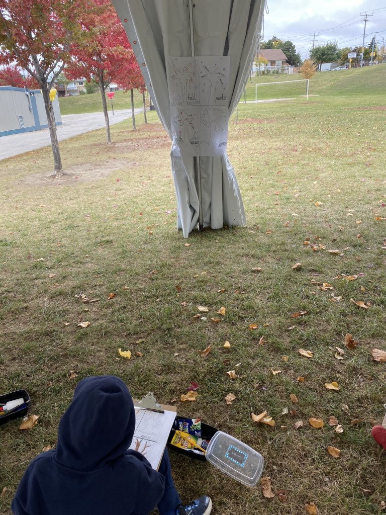 Making use of our school tent for an outdoor learning experience 🍁🍂 #seasonalchanges #grade1science