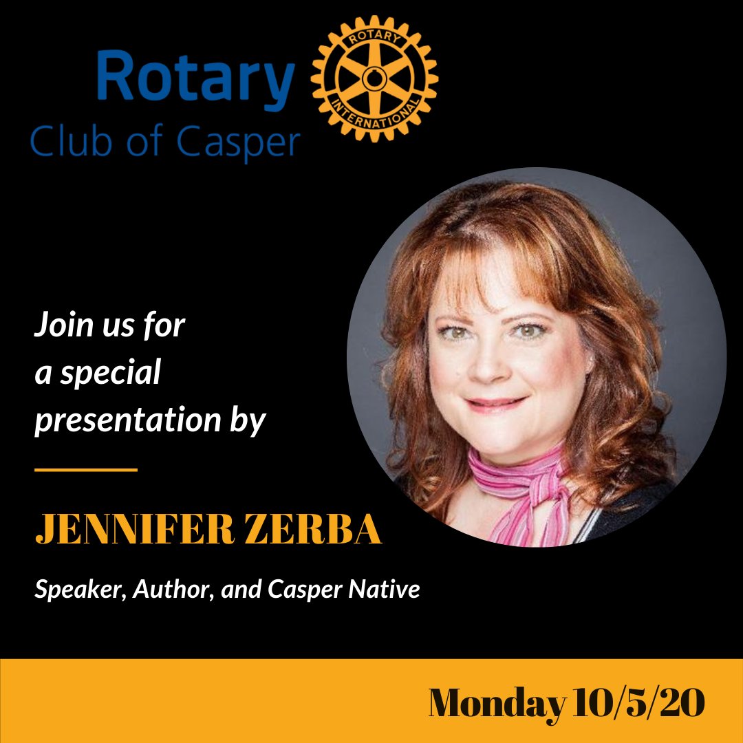 CasperRotary's tweet photo. Join us Monday as we hear from Jennifer Zerba, a ToastMasters member, author of "Healing Humanity from Behind the Shears," and Casper Native. Come learn more about Jennifer's background and her plans ahead! 

#WeAreRotary307 #Rotary #ToastMasters #CasperWY https://t.co/UG7uW48v0k