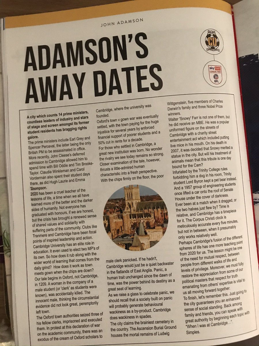 This was the first one of the season, from the Cheltenham Town game, all about Cambridge.