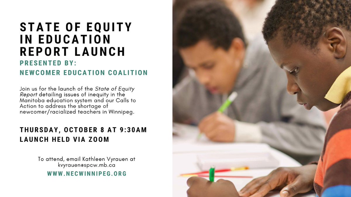 To improve academic outcomes of newcomer/racialized students, they must be better reflected in Ed. curriculum &amp; staff. On Oct. 8, we’re releasing the #StateOfEquityInEducation Report detailing our alternate vision for the Ed. system.