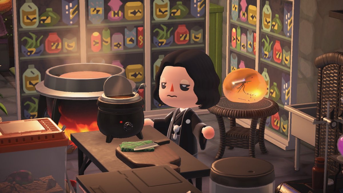 MacaroonDesign's tweet photo. "What do I have to do to make you understand, Longbottom?" - Prof Snape #accustomdesign #potions #harrypotter #spooky #AnimalCrossing #ACNH https://t.co/fs8B58mZk8