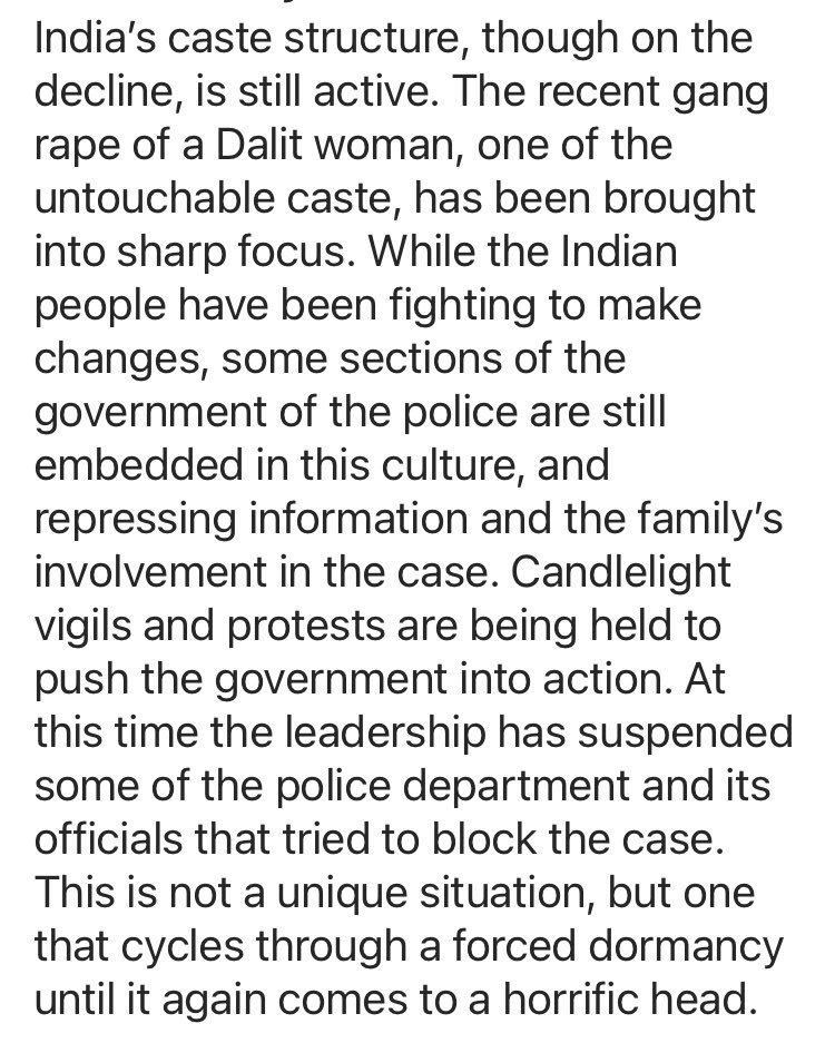 Today we are raising awareness of issues prevalent in India The persecution of the Dalit or untouchable caste continuesPlease take time to read this threadWe are listening and educating ourselves 1/3 #HathrasCase  #Dalit  #castesystem