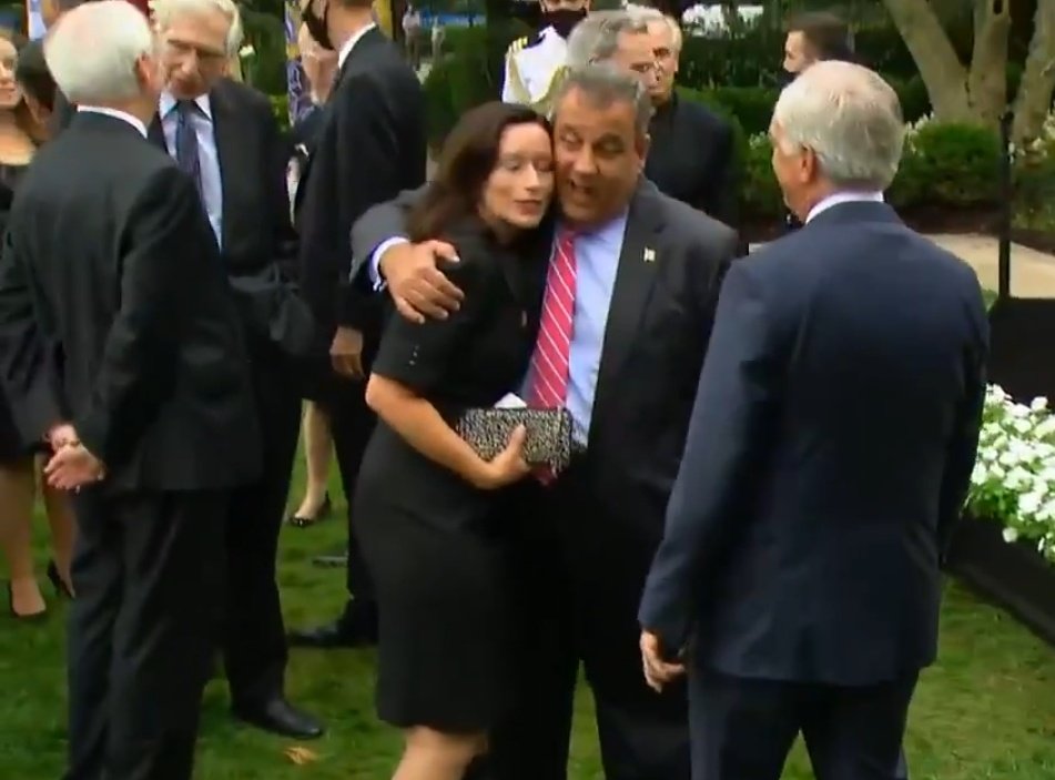 Still photos of the Amy Coney Barrett coming out party and coronavirus superspreader event in the Rose GardenFeaturing no masks, hugging, kissing Chris Christie & Sen. Mike Lee of Utah, who has now tested positive for Covid-19.