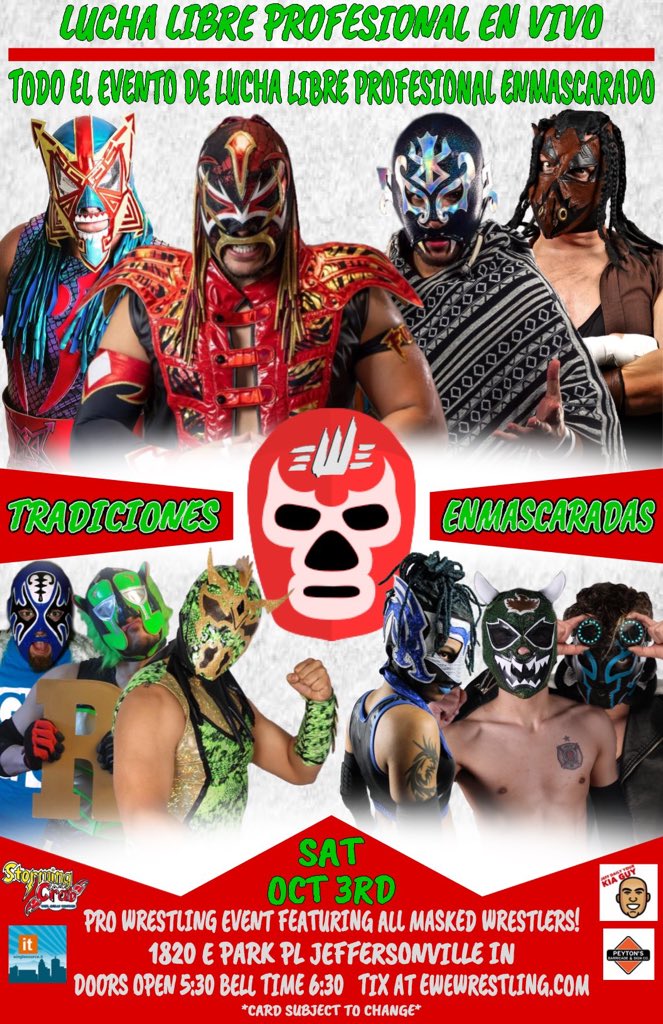MrBizarro317's tweet photo. Tomorrow!
@ewewrestling_ Tradiciones Enmascaradas in Jeffersonville, IN!
***Masks Required***
#LocutorInvitado https://t.co/2LnG9UnIap
