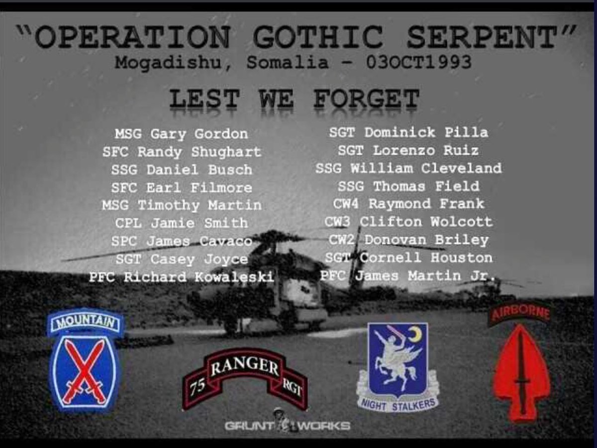 A Friday reminder to stop in 12-1:00 tomorrow to wish WWII veteran Harold Frank a Happy Birthday; and throughout the day to toast to our fallen from 1993 Oct 3-4th’s Operation Gothic Serpent in Mogadishu. A beer on us 🍺,  to anyone stopping in, that was part of the Somali op.