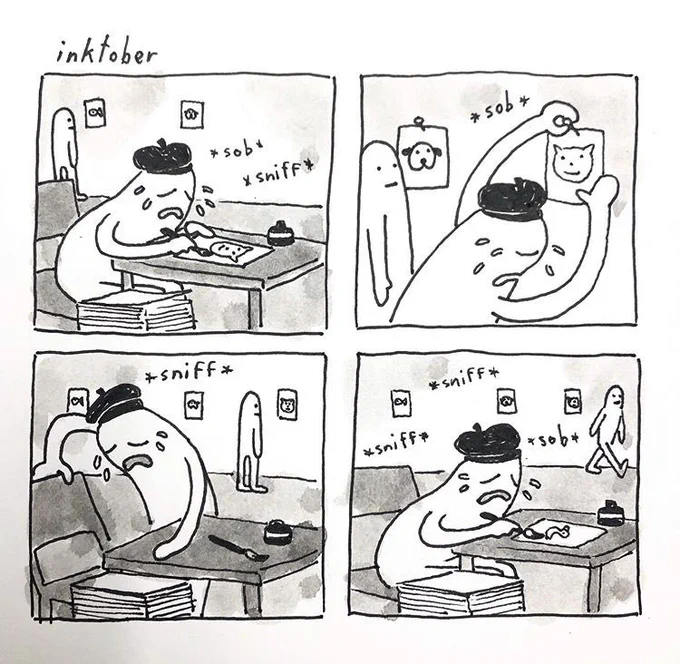 reposting this comic from last year to announce that i will not be participating in inktober this year :) 