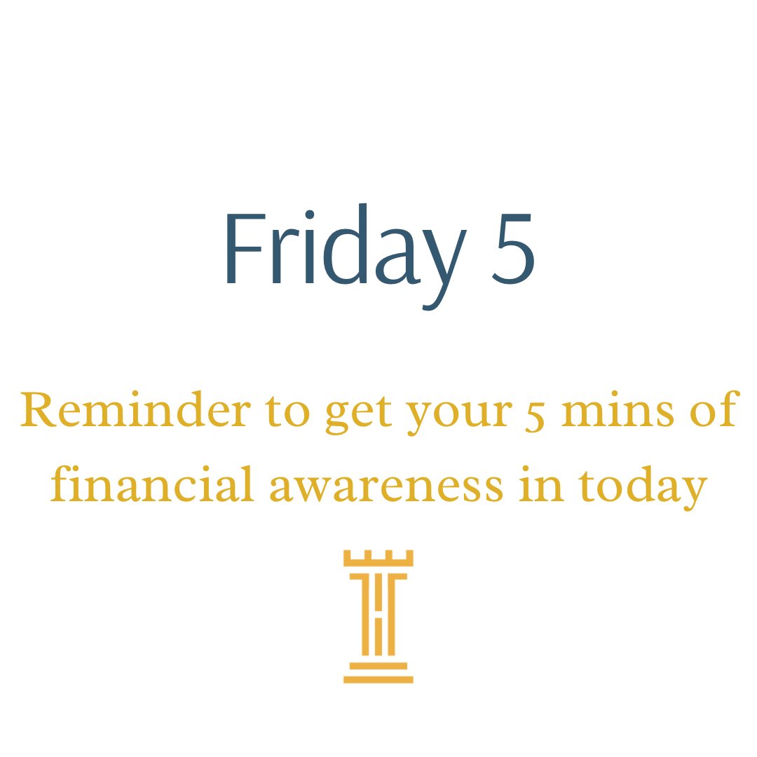 Happy Friday!  Get in your 5 mins today and enjoy your weekend.
☀️ 
#financialfreedom #financialliteracy #wealth